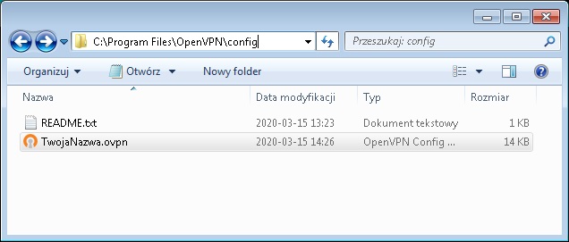 Plik konfiguracyjny OpenVPN