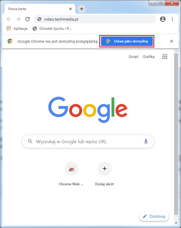 Chrome ustaw jako domyślną